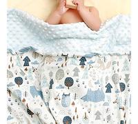 Hixingo Couverture d Ete pour Enfant, Motif de Dessin Animé Couvertures Minky Coton pour Garcon Fille et Bébé, Couverture Lit Microfibre Ultra Doux pour Landau (Hibou Bleu,80x100cm)