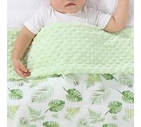Hixingo Couverture d Ete pour Enfant, Motif de Dessin Animé Couvertures Minky Coton pour Garcon Fille et Bébé, Couverture Lit Microfibre Ultra Doux pour Landau (Feuilles Vertes,110x155cm)