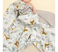 Hixingo Couverture d Ete pour Enfant, Motif de Dessin Animé Couvertures Minky Coton pour Garcon Fille et Bébé, Couverture Lit Microfibre Ultra Doux pour Landau (Girafe de la forêt,110x155cm)