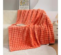 Hixingo Couverture Douce et Confortable Plaid Polaire Plaid Tout Doux Couverture Chaude Polaire, Poilu Douce Et Moelleuse pour Canapé-Lit et Canapé (Orange Corail,120x200cm)