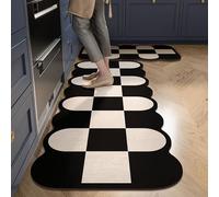 Hixingo Cuisine Antidérapant, 1 Pièce Rétro Absorbant Diatomite Tapis, Evier Lavable, Vaisselle, Douche (50x80cm, Blanc Noir)