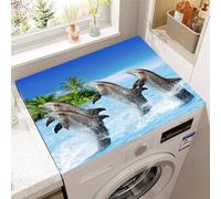 Hixingo Dauphin de Mode 3D Housse de Machine à Laver, Antidérapant Tapis de Protection Pour Plan de Travail Machine à Laver et Seche Linge Anti-Poussière Protection (Dauphin,50x60cm)