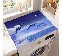 Hixingo Dauphin de Mode 3D Housse de Machine à Laver, Antidérapant Tapis de Protection Pour Plan de Travail Machine à Laver et Seche Linge Anti-Poussière Protection (Clair de lune,40x50cm)