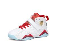Hixingo Enfant Chaussure de Basketball, Garçon Sneakers Baskets Enfant Filles Mode Baskets de Basket-Bal pour Chaussures de Sport, pour Mixte Jeunes Homme Femme 37 Rouge Blanc