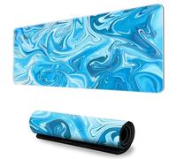 Hixingo Fluide Coloré Tapis de Souris XXL/XL/L, Tapis de Souris Gamer, Tapis Souris avec Bords Cousus, 3D Tapis de Souris en Base Antidérapante, Convient pour Gaming, Maison (900x400x3mm,Bleu)
