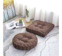 Hixingo Galette de Chaise Interieur et Exterieur, Coussin de Chaise Matelassées Doux Coussin de Sol Épais Coussins de Siège Conforts pour Jardin Yoga Méditation Bureau (Marron,Rond 50x50cm)