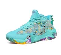 Hixingo Homme Chaussure de Basketball Jeunes Sneakers Baskets Mid-Top Maille Baskets de Basket-Bal Garçon Chaussures de Sport, Adulte Unisexe Légères et Respirantes pour Femme (Vert Violet,39)