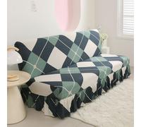 Hixingo Housse de Canapé sans Accoudoirs avec Jupe, Housse Clic Clac Protege Canape, Housse Canapé sans Bras Géométrie, Clic Clac 3 Places Convertible Lit (L:190-225cm,Losange Vert)