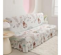 Hixingo Housse de Canapé sans Accoudoirs avec Jupe, Housse Clic Clac Protege Canape, Housse Canapé sans Bras Géométrie, Clic Clac 3 Places Convertible Lit (L:190-225cm,Papillon)