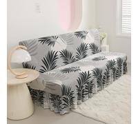 Hixingo Housse de Canapé sans Accoudoirs avec Jupe, Housse Clic Clac Protege Canape, Housse Canapé sans Bras Géométrie, Clic Clac 3 Places Convertible Lit (L:190-225cm,Feuille)