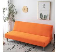 Hixingo Housse de Canapé sans Accoudoirs, Housse Clic Clac Protege Canape, Housse Canapé sans Bras Couleur Unie Simple, Clic Clac 3 Places Convertible Lit (S:120-155cm,Orange)