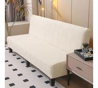 Hixingo Housse de Canapé sans Accoudoirs, Housse Clic Clac Protege Canape, Housse Canapé sans Bras Couleur Unie Moderne, Clic Clac 3 Places Convertible Lit (L:190-225cm,Beige)
