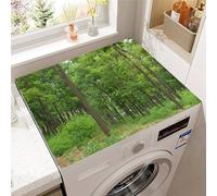 Hixingo Housse de Machine à Laver, Antidérapant Tapis de Protection, pour Machine à Laver et Seche Linge, Anti-Poussière Protection Contre les Rayures, 3D Forêt (Paysage,50x60cm)