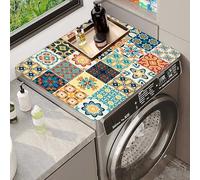 Hixingo Housse de Machine à Laver, Antidérapant Tapis de Protection, pour Machine à Laver et Seche Linge, Anti-Poussière Protection Contre les Rayures, Imprimé Floral (Fleurs multicolores,50 * 60cm)