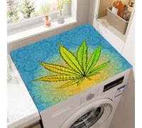 Hixingo Housse de Machine à Laver, Antidérapant Tapis de Protection Pour Plan de Travail Machine à Laver et Seche Linge Anti-Poussière Protection Peinture de Feuilles en 3D (Style 2,50x50cm)
