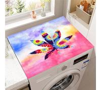 Hixingo Housse de Machine à Laver, Antidérapant Tapis de Protection Pour Plan de Travail Machine à Laver et Seche Linge Anti-Poussière Protection Peinture de Feuilles en 3D (Style 6,50x50cm)