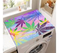 Hixingo Housse de Machine à Laver, Antidérapant Tapis de Protection Pour Plan de Travail Machine à Laver et Seche Linge Anti-Poussière Protection Peinture de Feuilles en 3D (Style 15,50x50cm)