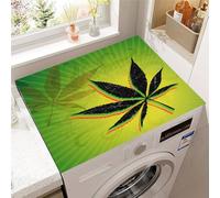 Hixingo Housse de Machine à Laver, Antidérapant Tapis de Protection Pour Plan de Travail Machine à Laver et Seche Linge Anti-Poussière Protection Peinture de Feuilles en 3D (Style 3,50x50cm)