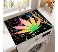 Hixingo Housse de Machine à Laver, Antidérapant Tapis de Protection Pour Plan de Travail Machine à Laver et Seche Linge Anti-Poussière Protection Peinture de Feuilles en 3D (Style 11,40x50cm)