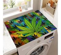 Hixingo Housse de Machine à Laver, Antidérapant Tapis de Protection Pour Plan de Travail Machine à Laver et Seche Linge Anti-Poussière Protection Peinture de Feuilles en 3D (Style 12,60x60cm)