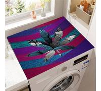 Hixingo Housse de Machine à Laver, Antidérapant Tapis de Protection Pour Plan de Travail Machine à Laver et Seche Linge Anti-Poussière Protection Peinture de Feuilles en 3D (Style 8,50x60cm)