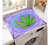 Hixingo Housse de Machine à Laver, Antidérapant Tapis de Protection Pour Plan de Travail Machine à Laver et Seche Linge Anti-Poussière Protection Peinture de Feuilles en 3D (Style 5,50x50cm)