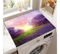 Hixingo Housse de Machine à Laver, Antidérapant Tapis de Protection Pour Plan de Travail Machine à Laver et Seche Linge Anti-Poussière Protection Motif Lavande (Romance,30x40cm)