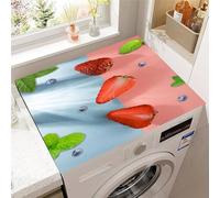 Hixingo Housse de Machine à Laver, Antidérapant Tapis de Protection Pour Plan de Travail Machine à Laver et Seche Linge, Anti-Poussière Protection Contre les Rayures (Fraise rouge 8,30x40cm)