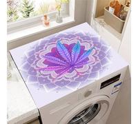 Hixingo Housse de Machine à Laver, Antidérapant Tapis de Protection Pour Plan de Travail Machine à Laver et Seche Linge Anti-Poussière Protection Peinture de Feuilles en 3D (Style 7,50x50cm)