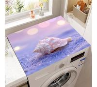 Hixingo Housse de Machine à Laver, Impression 3D de Coquillage Antidérapant Tapis de Protection Pour Plan de Travail Machine à Laver et Seche Linge Anti-Poussière Protection (Plage 5,50x50cm)