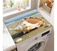 Hixingo Housse de Machine à Laver, Impression 3D de Coquillage Antidérapant Tapis de Protection Pour Plan de Travail Machine à Laver et Seche Linge Anti-Poussière Protection (Plage 3,50x50cm)