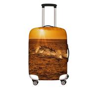 Hixingo Housse de Valise Elastique Housse de Protection pour Bagages, Dauphin 3D Housse de Bagage Zippé Anti-Rayures Voyage Trolley Case Cover Protector (Orange,26-28 Pouces)