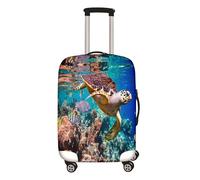 Hixingo Housse de Valise Elastique Housse de Protection pour Bagages, Housse de Bagage Anti-Rayures Océan Tortue de mer 3D Voyage Trolley Case Cover Protector (Poisson,30-32 Pouces)