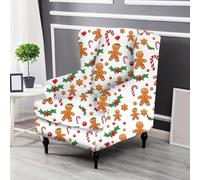 Hixingo Housse Fauteuil à Oreilles, 3D Noël Housse de Chaise Housse de Canapé 1 Place avec Housse de Coussin Lavable Housse de Fauteuil pour Salon (Bonhomme Pain d'épices,One Size)