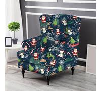 Hixingo Housse Fauteuil à Oreilles, 3D Noël Housse de Chaise Housse de Canapé 1 Place avec Housse de Coussin Lavable Housse de Fauteuil pour Salon (Yéti,One Size)