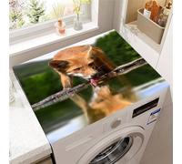 Hixingo Impression Renard 3D Housse de Machine à Laver, Antidérapant Tapis de Protection Pour Plan de Travail Machine à Laver et Seche Linge Anti-Poussière Protection (Lac,50x60cm)