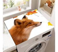 Hixingo Impression Renard 3D Housse de Machine à Laver, Antidérapant Tapis de Protection Pour Plan de Travail Machine à Laver et Seche Linge Anti-Poussière Protection (Feuille d'érable,30x40cm)