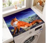 Hixingo Impression Renard 3D Housse de Machine à Laver, Antidérapant Tapis de Protection Pour Plan de Travail Machine à Laver et Seche Linge Anti-Poussière Protection (Clair de lune,40x60cm)