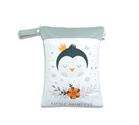 Hixingo Imprimé Animalier Sac à Couches Lavables avec Boutons-Pression, Sac à Maillot Mouillé Étanche Organiseur Pochette Couche Lavable, Imperméable Eclair Wetbag de Voyage (Pingouin,2pc)