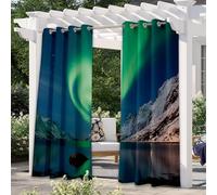 Hixingo Imprimé Ciel Étoilé Rideaux D'extérieur Impermeable, Lot de 2 Rideau Exterieur Terrasse avec Oeillet, Anti Chaleur Brise Vent pour Terrasse Jardin Gazebo (Montagnes,106x160cm)