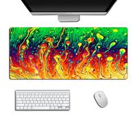 Hixingo Liquide Multicolore Tapis de Souris XXL/XL/L, Tapis de Souris Gamer, Tapis Souris avec Bords Cousus, Tapis de Souris en Base Antidérapante, Convient Gaming, Maison (600*300*3mm,Vert jaunâtre)