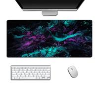 Hixingo Liquide Multicolore Tapis de Souris XXL/XL/L, Tapis de Souris Gamer, Tapis Souris avec Bords Cousus, Tapis de Souris en Base Antidérapante, Convient Gaming, Maison (800 * 300 * 3mm,Vert)