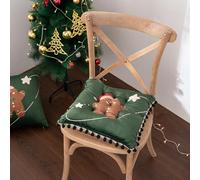 Hixingo Lot de 1 2 4 Galette de Chaise, Imprimés de Noël Galette de Chaise, Coussins de Chaise D'intérieur, Lavable de Coussin Chaise, Extérieur Housses de Chaise (Bonhomme de Pain d'épices,2 Pieces)