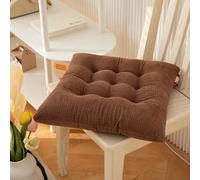 Hixingo Lot de 2 Galette de Chaise, Grain de maïs Galette de Chaise, Couleurs Unies de Chaise D'intérieur Treillis, Lavable de Coussin Chaise, Extérieur Housses de Chaise (40cm,Café)