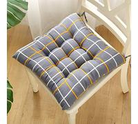 Hixingo Lot de 2 Galette de Chaise, Imprimé Géométrique Galette de Chaise, Coussins de Chaise D'intérieur, Lavable de Coussin Chaise, Extérieur Housses de Chaise Coussins (Chèque Gris,40x40cm)