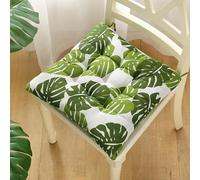 Hixingo Lot de 2 Galette de Chaise, imprimé Patchwork Galette de Chaise, Coussins de Chaise D'intérieur, Lavable de Coussin Chaise, Extérieur Housses de Chaise Coussins (45cm,Feuille de bananier)