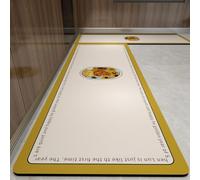 Hixingo Lot de 2 Tapis Cuisine Long Antidérapant au Design - Lavable Absorbant Diatomite Cuisine Devant Evier Tapis de Bain Vaisselle Douche (Fleurs Jaunes,50x80cm+50x150cm)
