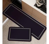 Hixingo Lot de 2 Tapis Cuisine Long Antidérapant au Design Moderne, Lavable Absorbant Diatomite Cuisine Devant Evier Tapis de Bain Vaisselle Douche (Noir,60x90cm+60x160cm)