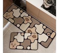 Hixingo Lot de 2 Tapis Cuisine Long Antidérapant au Design Moderne, Lavable Absorbant Diatomite Cuisine Devant Evier Tapis de Bain Vaisselle Douche (Jeu Kaki,50x80cm+50x150cm)