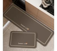Hixingo Lot de 2 Tapis Cuisine Long Antidérapant au Design Moderne, Lavable Absorbant Diatomite Cuisine Devant Evier Tapis de Bain Vaisselle Douche (Brun,40x60cm+40x120cm)